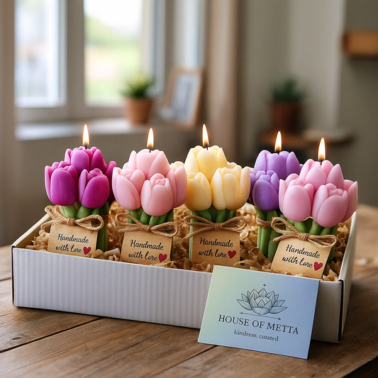 ✨ 🌷 Tulip Garden Box – Set of 4 Handmade Tulip Candles