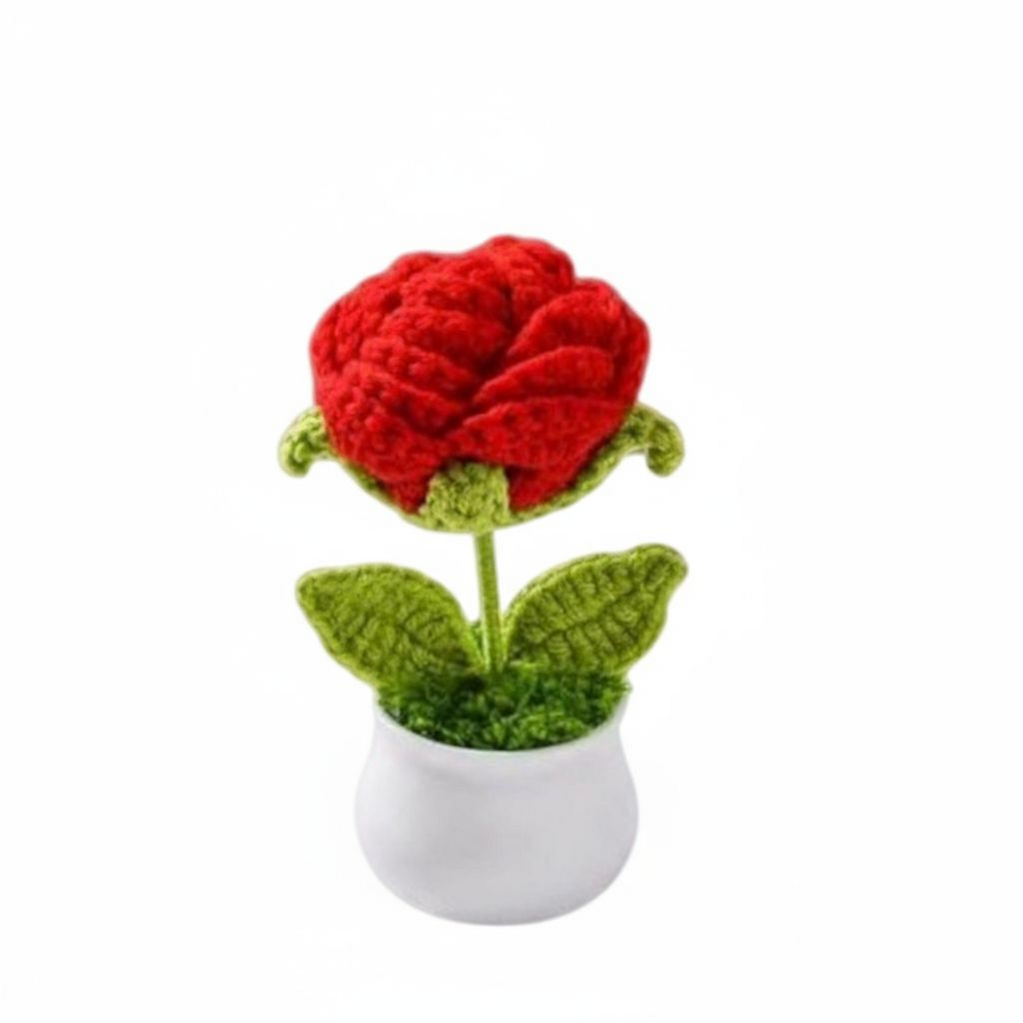 Red Rose Crochet Pot