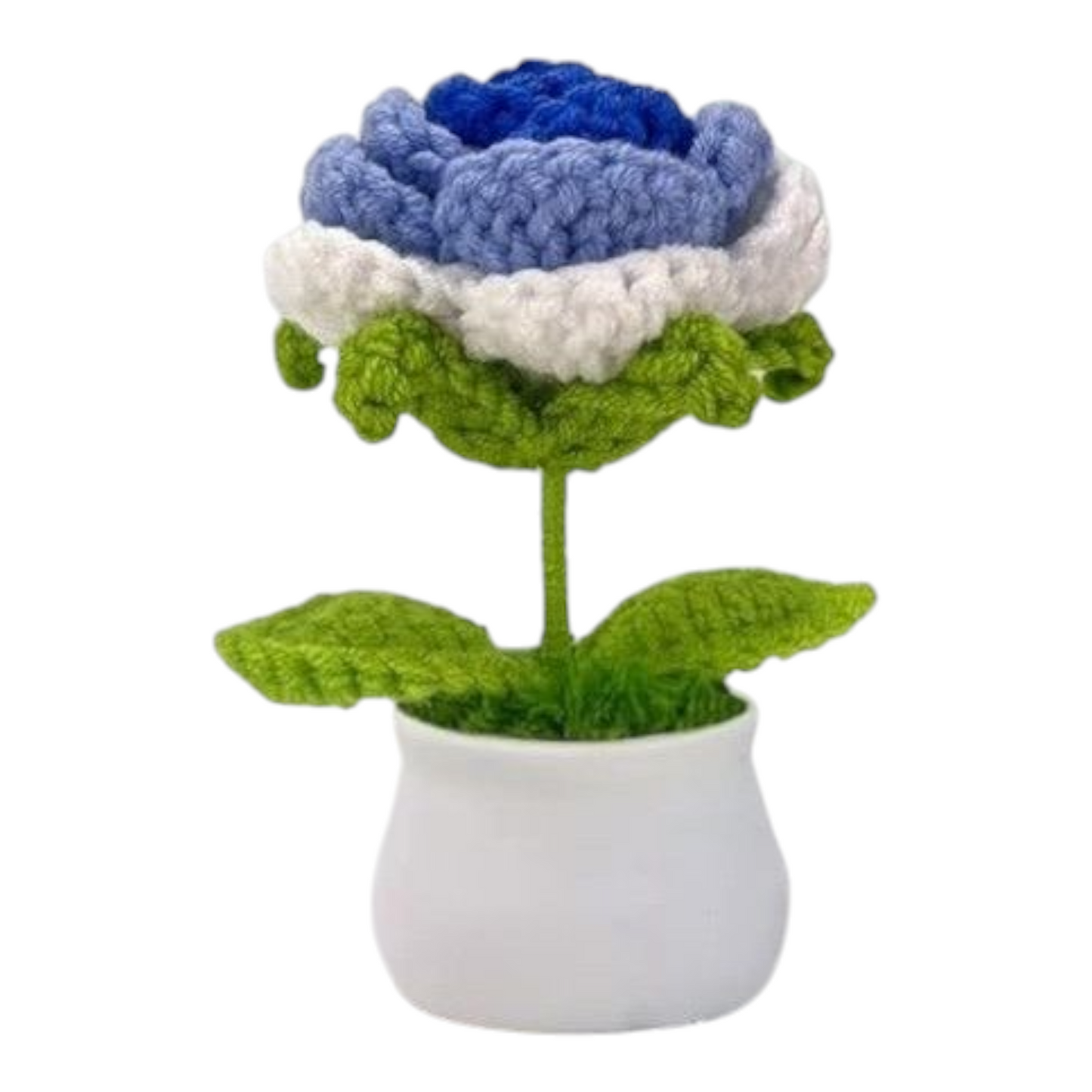 Blue & White Crochet Pot